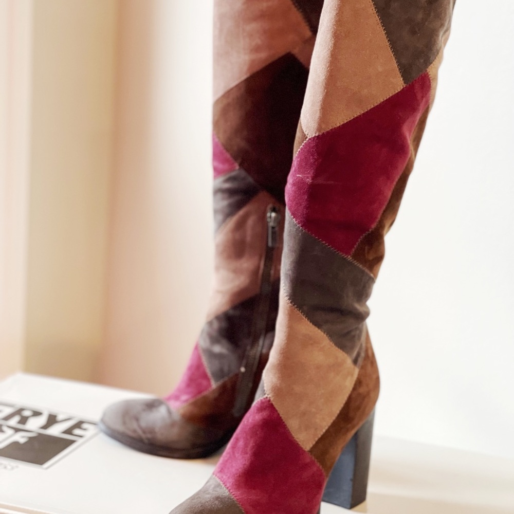 Frye patchwork suede tall boots. Size 9-1/2 - Picture 2 of 8